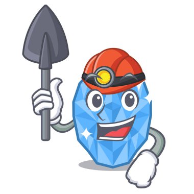 Maskot ile izole Madenci akuamarin gem