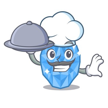 Gıda aquamarine gem maskot ile izole ile Şef