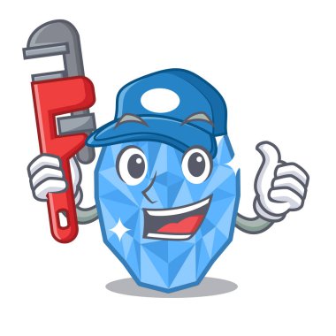 Karikatür soyunma masası üzerinde Tesisatçı akuamarin gem