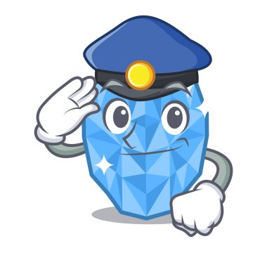 Bir karikatür kutusunda Polis akuamarin mücevher