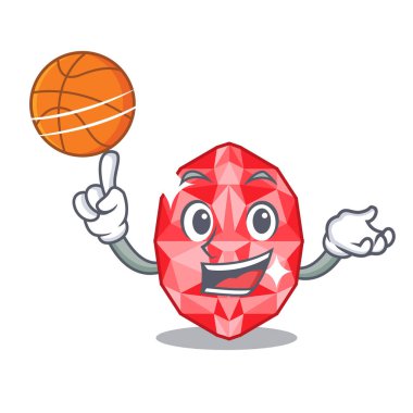 Çizgi film kutusunda basketbol yakut mücevherleriyle.