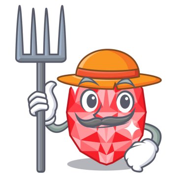 Bir karikatür kutusunda Çiftçi yakut taşlar