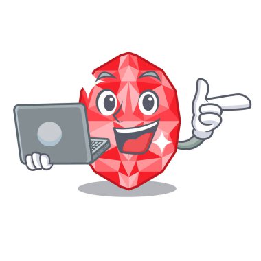 Çizgi film kutusundaki yakut mücevherlerle.