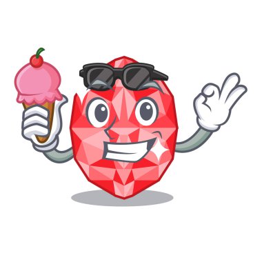 Karakterle izole edilmiş dondurma yakut mücevherleriyle.