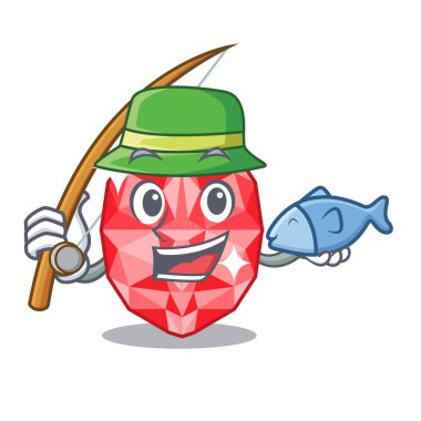 Karikatür soyunma masası üzerinde Balıkçılık yakut taşlar