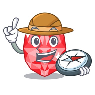 Karikatür soyunma masası üzerinde Explorer yakut taşlar