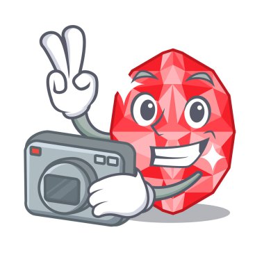 Karikatür soyunma masası üzerinde Fotoğrafçı yakut taşlar