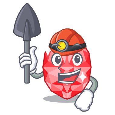 Karikatür soyunma masası üzerinde Madenci yakut taşlar