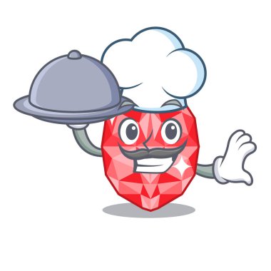 Karikatür soyunma masası üzerinde gıda yakut taşlar ile Şef