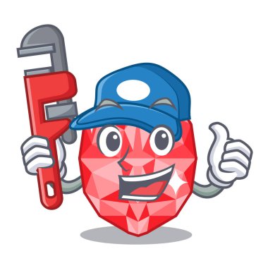 Maskot şeklinde tesisatçı yakut taşlar