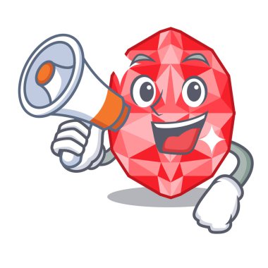 Çizgi film kutusunda megafon yakut mücevherlerle