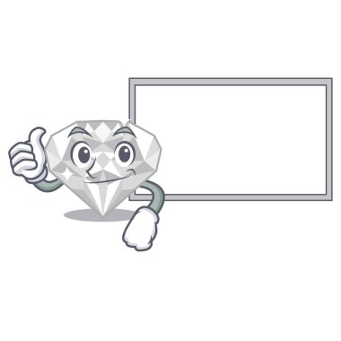 Karikatür şeklinde tahta beyaz elmas ile Thumbs up