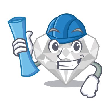 Bir maskot çanta mimar beyaz elmas