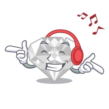 Dinleme müzik beyaz elmas karikatür izole