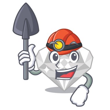 Miner beyaz elmas karikatür izole