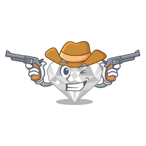 Cowboy diamante branco na forma de desenhos animados —  Vetores de Stock