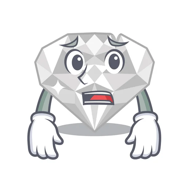 Com medo diamante branco isolado no desenho animado — Vetor de Stock