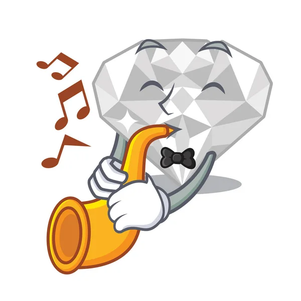 With trumpet white diamond isolated in the cartoon — Stock Vector