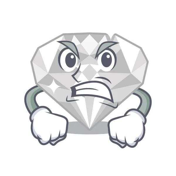 Diamante branco irritado isolado no desenho animado —  Vetores de Stock