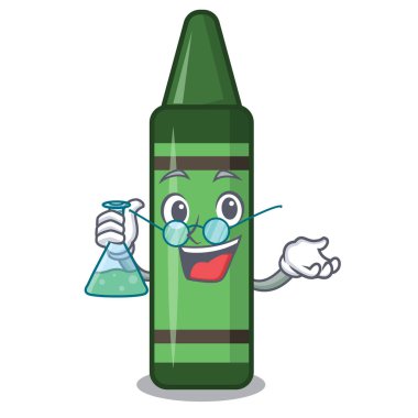 Profesör yeşil boya kalemi karikatür izole