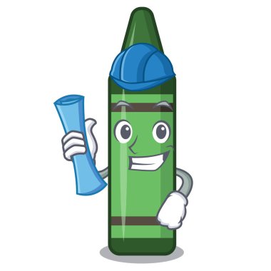 Karikatür izole Mimar yeşil boya kalemi