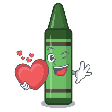 Maskot şeklinde kalp yeşili boya kalemiyle