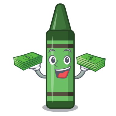 Para çantası, maskot şeklinde yeşil boya kalemi.