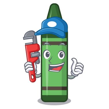 Karikatür oluklarda tesisatçı yeşil boya kalemleri