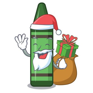 Karikatür oluklar hediye yeşil boya kalemleri ile Santa