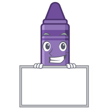 Karikatür kitap üzerinde tahta mor boya kalemi ile Grinning