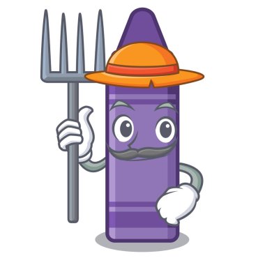 Karikatür kitap üzerinde Çiftçi mor boya kalemi