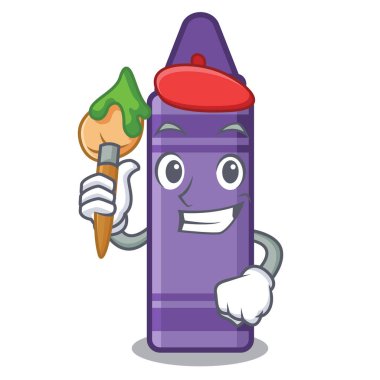 Karikatür kitap üzerinde Sanatçı mor boya kalemi