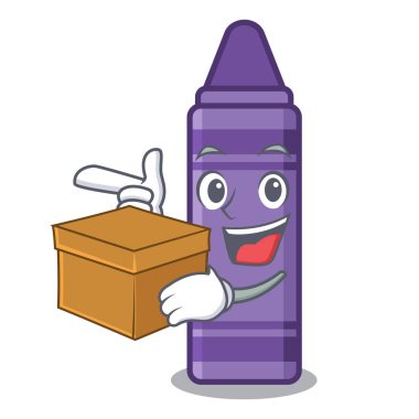 Çizgi film şeklinde mor renkli boya kalemiyle.