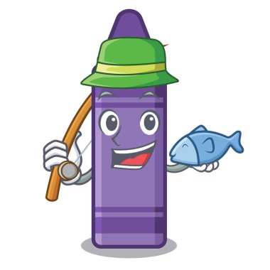 Balıkçılık mor boya kalemi karakteri ile izole