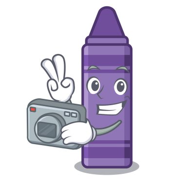 Fotoğrafçı mor boya kalemi karakteri ile izole