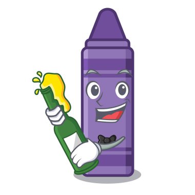 Maskot çantasında bira mor pastel boyasıyla