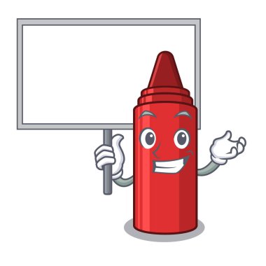 Maskot ile izole kurulu kırmızı boya kalemi getir