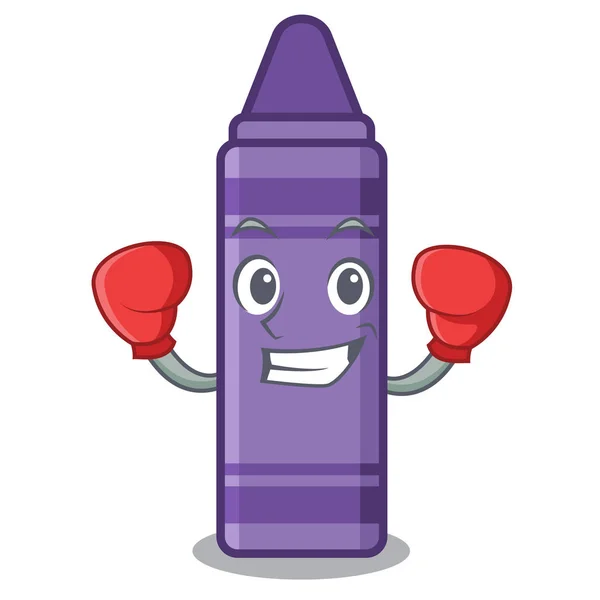 Boxe crayon violet au-dessus du livre de dessin animé — Image vectorielle
