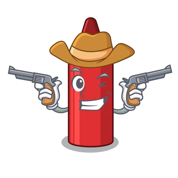 Cowboy red crayon isolated with the mascot — Stock Vector