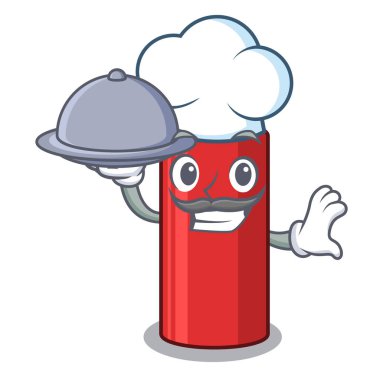 Bir karikatür çantası gıda kırmızı boya kalemi ile Şef