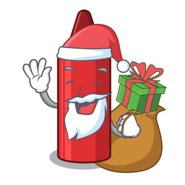 Karikatür cüzdan yanında hediye kırmızı boya kalemi ile Santa