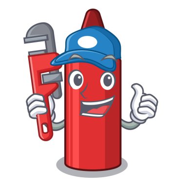 Karikatür cüzdan yanında Tesisatçı kırmızı boya kalemi