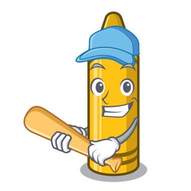 Karakter sandalyesinde beyzbol sarı boya kalemi oynamak