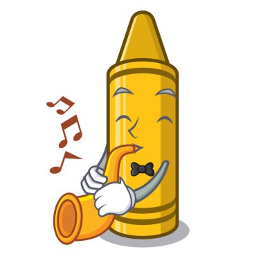 Çizgi film cüzdanında trompet sarısı boya kalemiyle