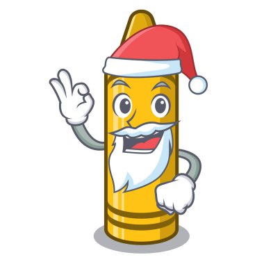 Santa sarı boya kalemi maskot izole