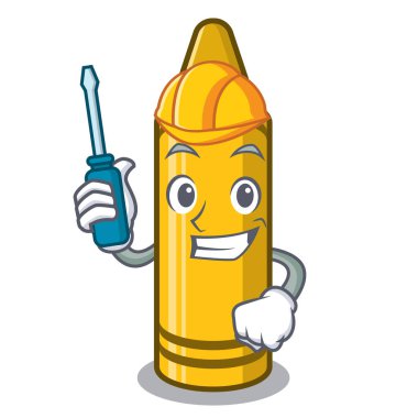 Otomotiv sarı boya kalemi maskot izole