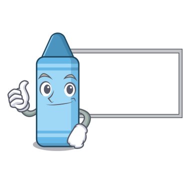 Maskot izole kurulu mavi boya kalemi ile Thumbs up