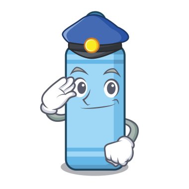 Polis mavi boya kalemi maskot izole