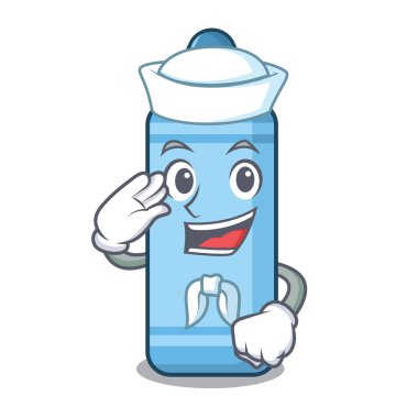 Denizci mavi boya kalemi maskot izole