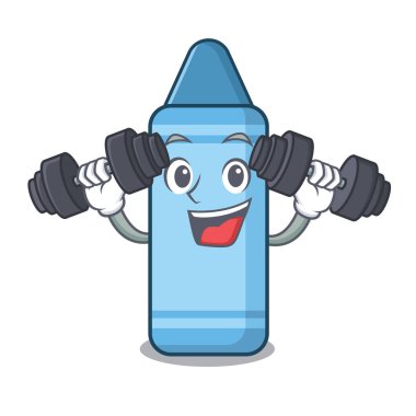 Fitness mavi boya kalemi maskot izole